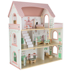 Koka leļļu māja LULILO Peonio 70cm ar LED apgaismojumu, rozā