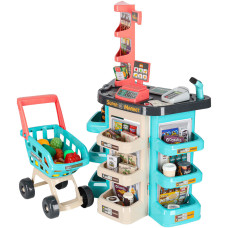 Bērnu Rotaļu Lielveikala Kases Aparāts + Pārtikas Grozs Iepirkšanās Ratiņi | Kids Toy Supermarket Shop Cash Register