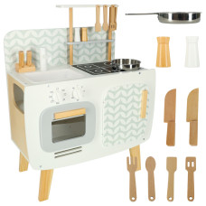 Bērnu Virtuve Rotaļu Koka Virtuves Iekārtas Komplekts ar Piederumiem LULILO RETRO, 72cm | Kids Toy Wooden Kitchen